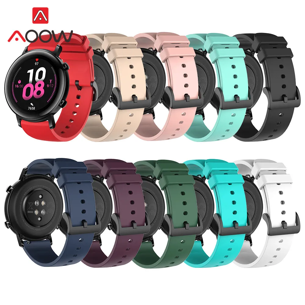 20 мм спортивный силиконовый ремешок для часов Huawei GT 2 42 Samsung Galaxy Watch Active2 S2 Amazfit GTR GTS