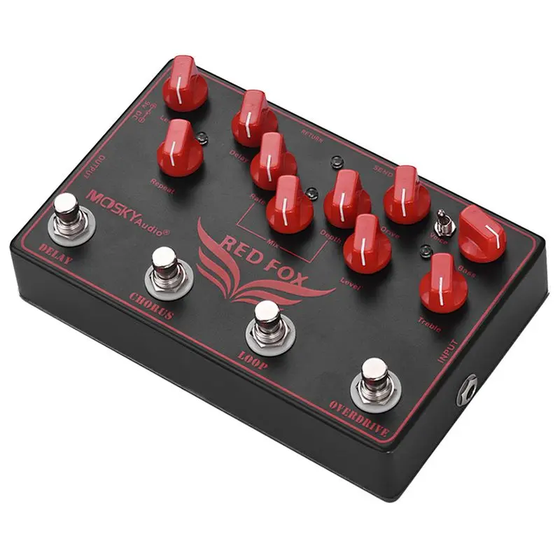 

MOSKY RED FOX 4-in-1 Electric Guitar Effects Pedal Delay + Chorus + Loop + Overdrive Guitar Pedal Guitar Accessories