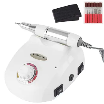 

25000rmp Mini Portable ABS Professional EU Plug Pedal Salon Home Grinding Nail Polisher Manicure Set Pen Shape 6 Heads Safe DIY