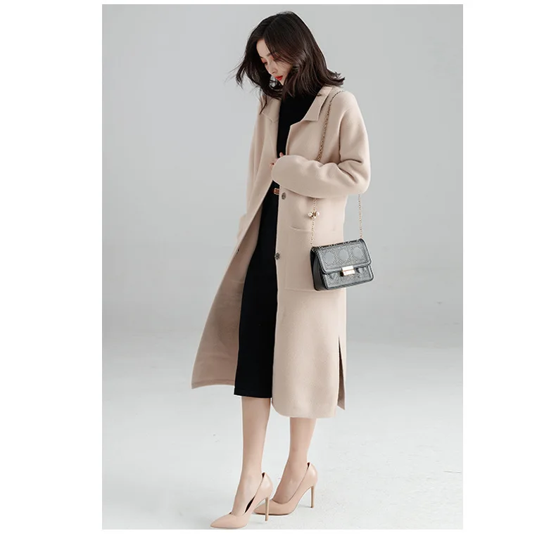 Office Lady Loose Womens Long Coats Outwear Winter Single Breasted Wool Blend Coat And Jacket Turn-down Collar Ladies Coats white bubble coat