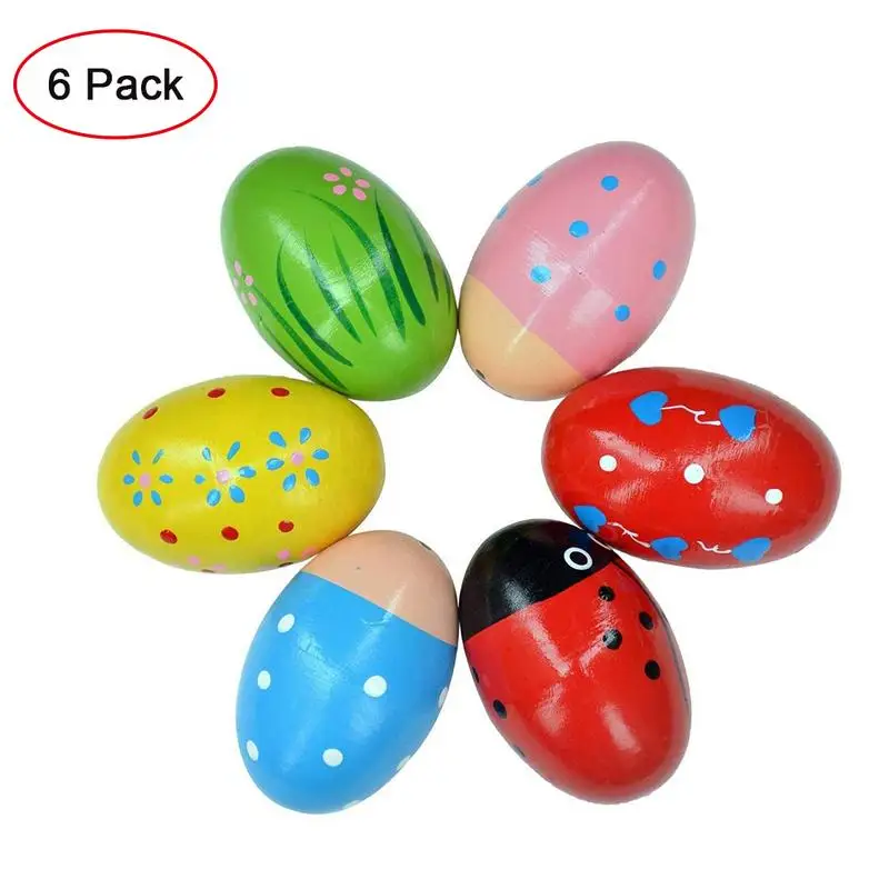 6 Wooden Percussion Musical Egg Maracas Egg Shakers 