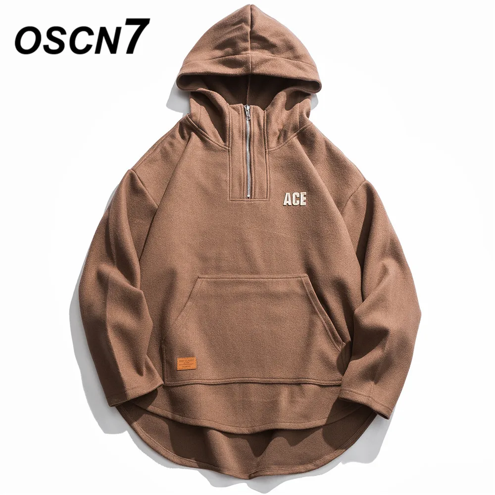 

OSCN7 High Street Plus Velvet Warm Print Hoodies Men 2019 Winter Japanese Streetwear Harajuku Hooded Sweatshirt Mens H9647