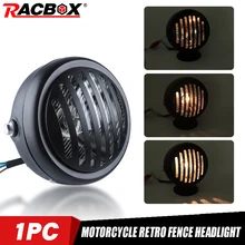 CG125 GN125 6.5インチオートバイヘッドライトバイク丸頭ランプ12v 35ワット高ロービームホンダヤマハスズキカフェレーサー(China)