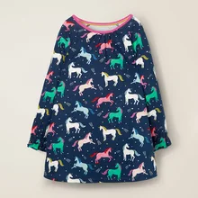 Единорог девушки одеваются для детской одежды осень дети с длинным рукавом платье хлопка новорожденных девочек бальные платья рождественский костюм