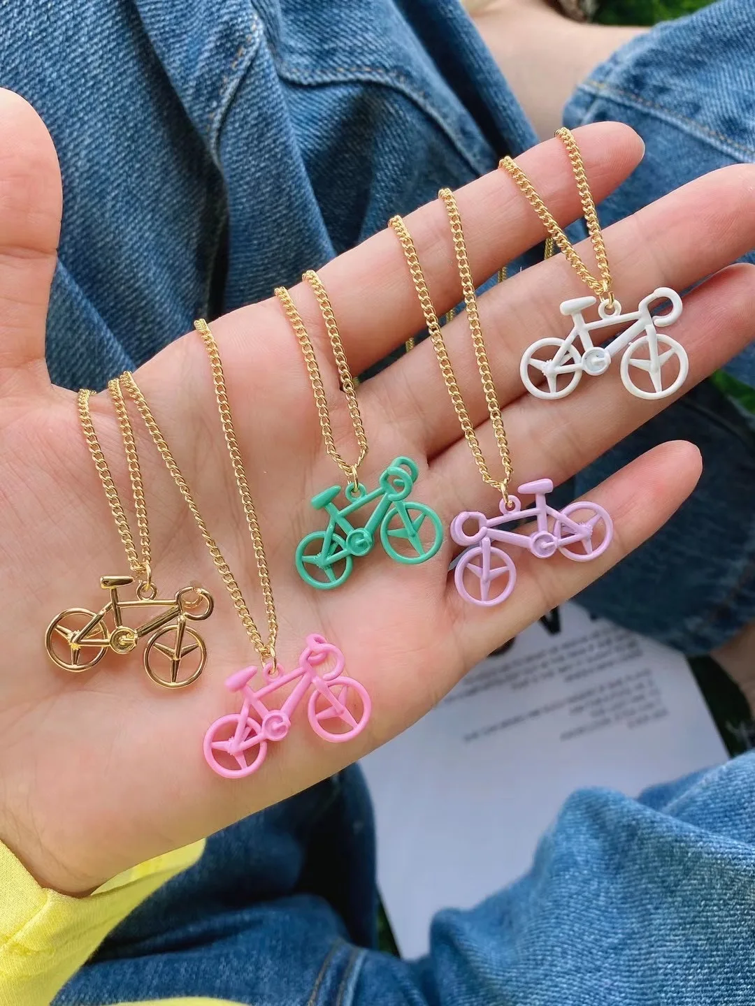 10Pcs Bicycle Casual Pendant, Colorful Enamel Bike Pendant, Gold Color Pendant Fashion Jewelry Gift, 18*29mm