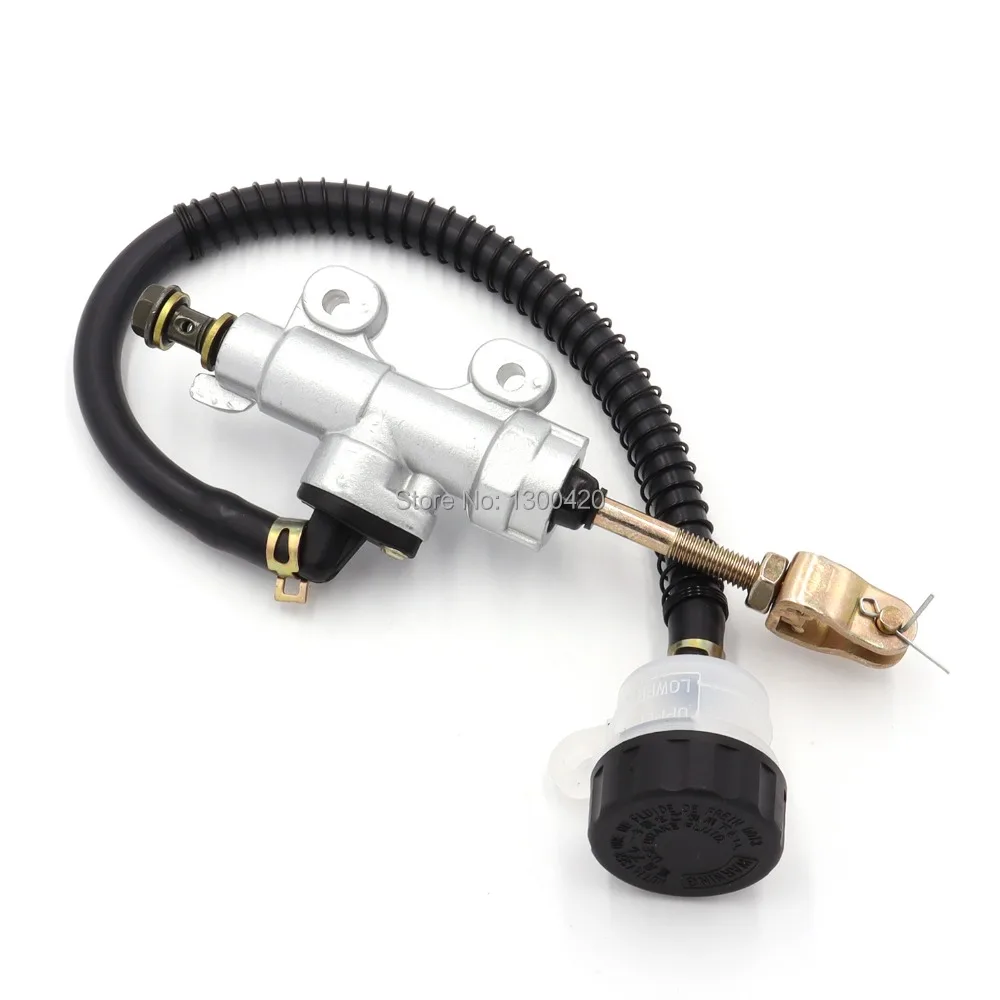 Silver Rear Foot Brake Master Cylinder Pump Quad ATV Hydraulic With Reservoir For Pit Dirt Bikes Motorcycle motorcycle brake lever motorcycle brake fitting