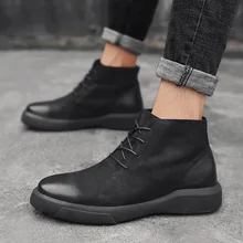 Mens Stivali Invernali Con Pelliccia 2020 di Cuoio Casual Scarpe Da Uomo Stivali Da Neve Caldo Maschio di Gomma Della Caviglia Footwera Botas Hombre Plus formato 47