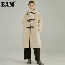 [EAM] шерстяное пальто свободного кроя с имитацией овечьей шерсти большого размера, парки, новинка, длинный рукав, женская мода, Осень-зима, 19A-a771