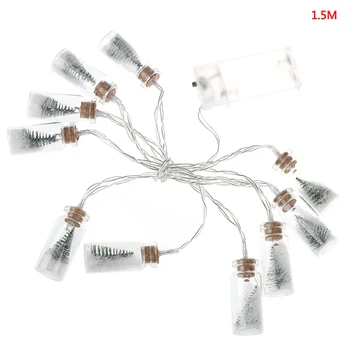 

1.5M 10pcs Mini Christmas Tree LED String Fairy Lights Glass Bottle Pendant Natale Garland Xmas Decorations For Home New Year