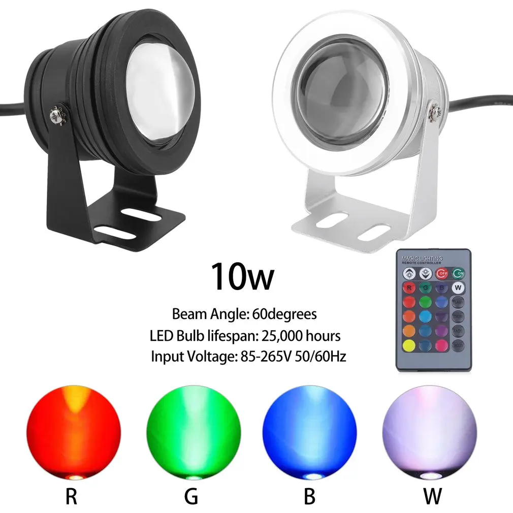 10 Вт RGB светодиодный светильник для подводной съемки IP68 водонепроницаемый