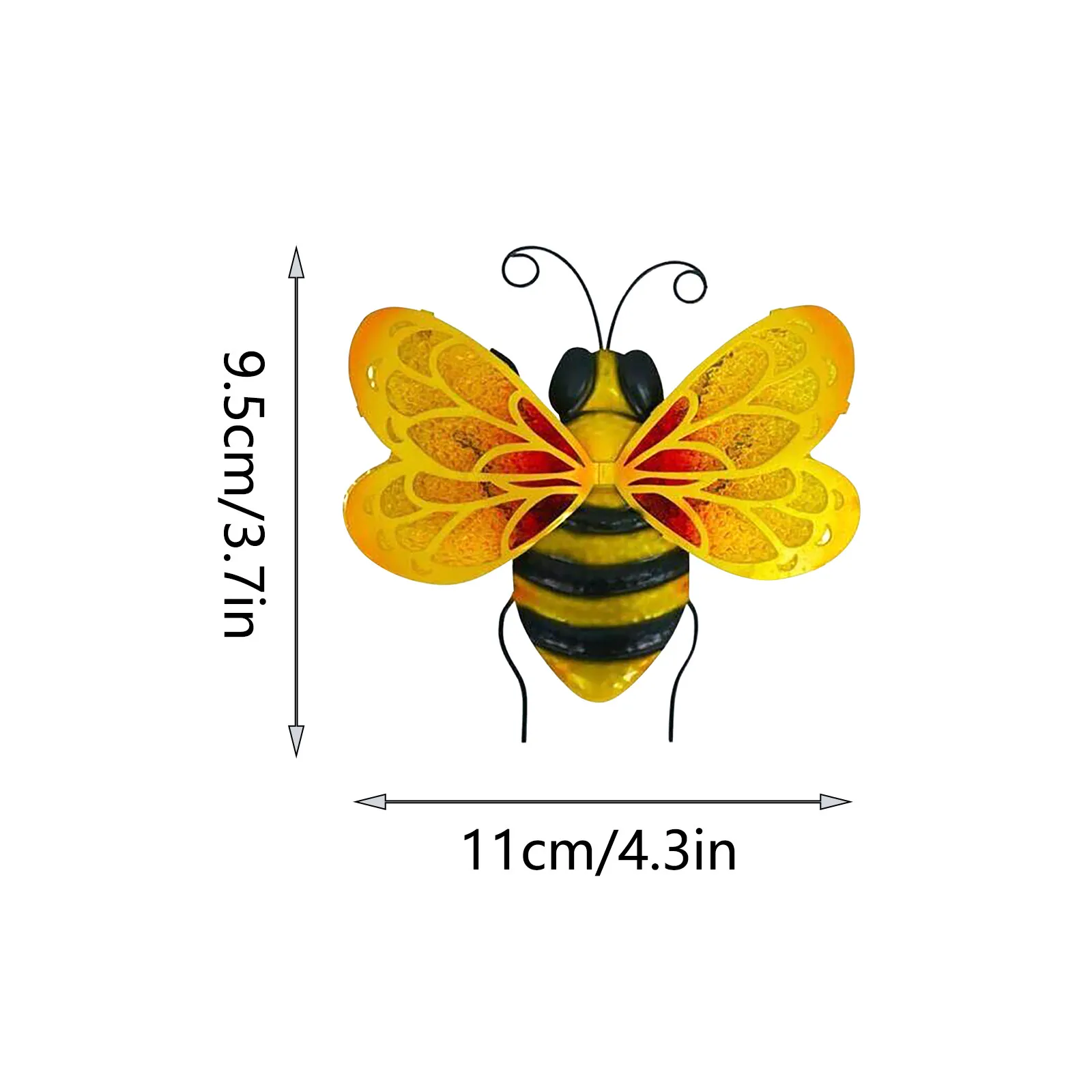 OLOPE Nostalgia Decorative Metal Bumble Bee Wall Ornament,Garden Accents Yard Fence 3D Sculpture Ornaments,Lawn Bar Bedroom Living Room Wall Hanging Bumblebee Art Decoration 