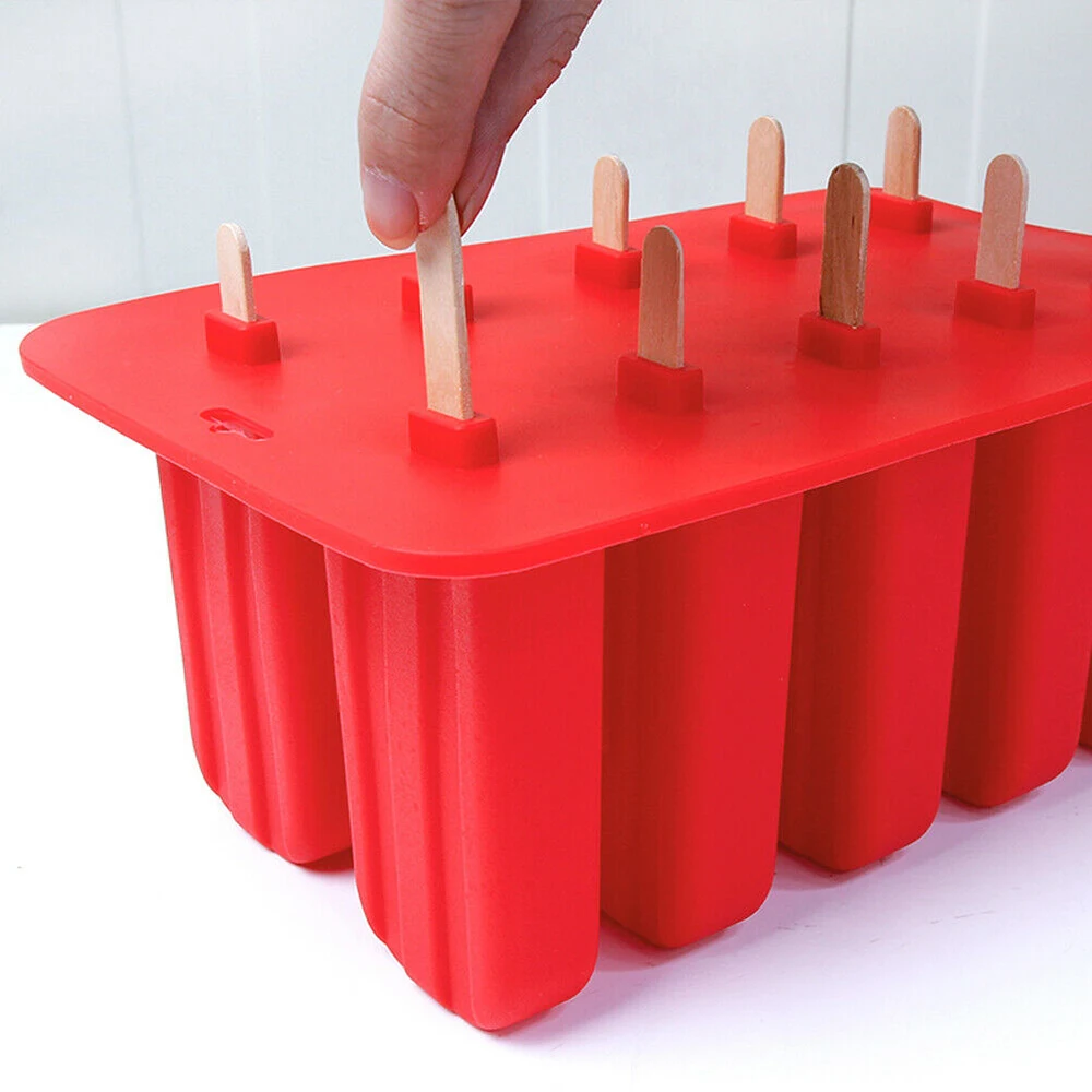 10 ячеек DIY Мороженое силиконовые формы для Фруктового мороженого на палочке формы с палочками толстый материал кухня мороженое инструменты для приготовления пищи