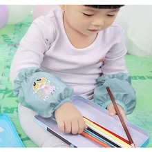 Детские непромокаемые детские нагрудники с длинными рукавами и принтом животных из мультфильмов для малышей, детские нагрудники с защитой от грязи, Детские Зимние запонки для одежды