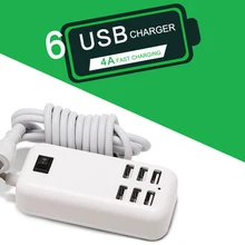 FORNORM, 6 usb портов, зарядное устройство для телефона, концентратор, 25 Вт, 5A, настольная розетка, штепсельная розетка для ЕС/США, удлинитель для зарядки, адаптер питания для iPhone