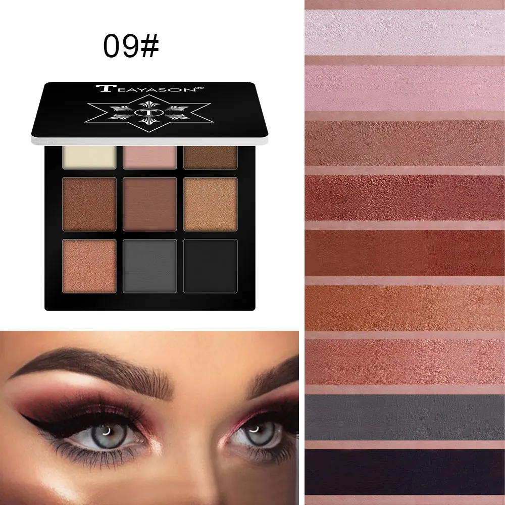 9 9 цветов блестящие тени для макияжа Pallete матовые тени для век Палитра мерцающий блеск алмазные тени для век порошок пигмент косметика TSLM1 - Цвет: 9