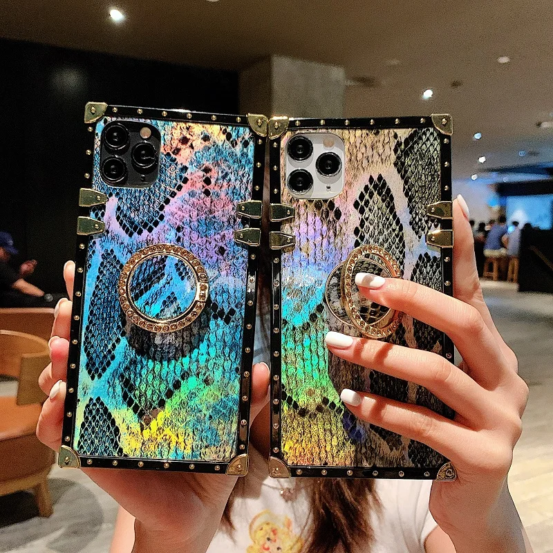 

Luxury Snake Texture Phone Case for Samsung A71 A10s A20s A30s A40s A50s A60 A51 M10s M20 M21 M30s M40 A81 Square Back Cover