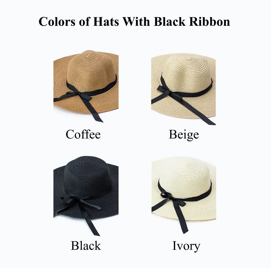 Personalized Floppy Hat with Black Ribbon, Custom Beach Hat Bridesmaid Gift Honeymoon Wedding Bachelorette Trip Bridal Party
