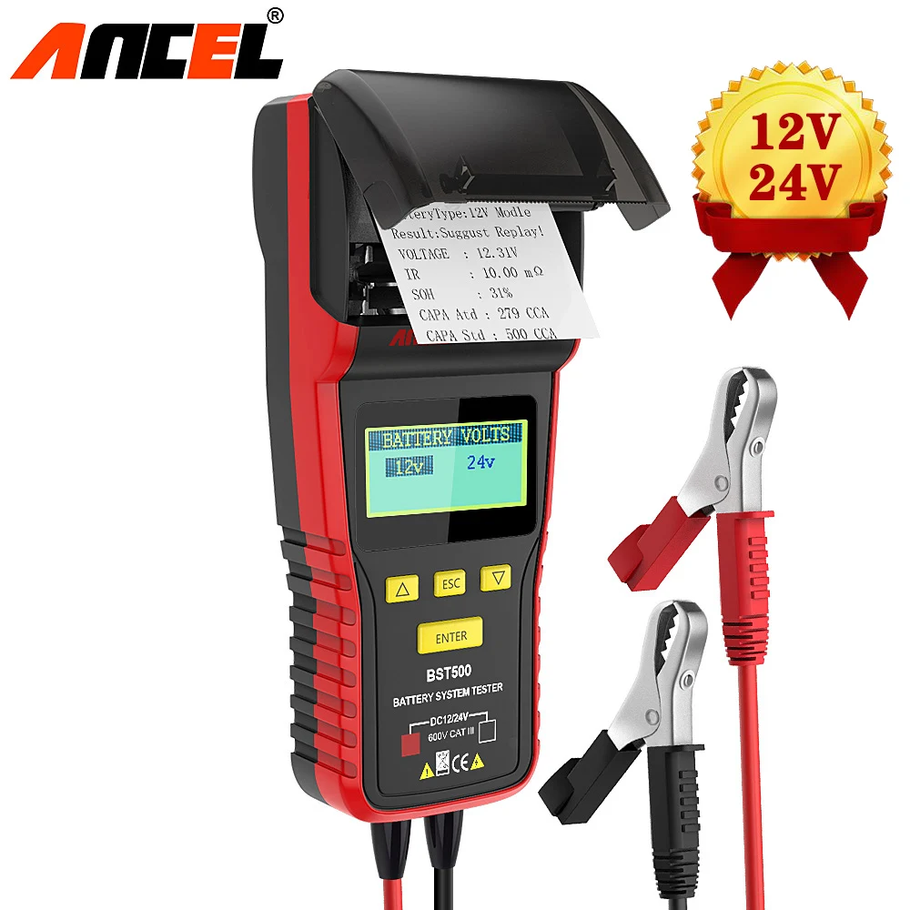 Ancel BST500 12V 24V тест на автомобильную батарею с тепловым принтером автомобильный