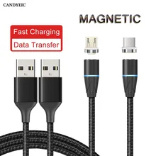 CANDYEIC 1 м Micro USB Магнитный кабель для huawei mate iPhone11 Pro Max Xiaomi Redmi sony samsung LG MOTO Honor usb type-C кабель