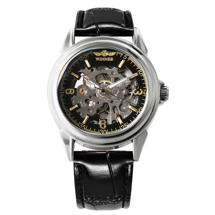 Победитель официальный элегантный для женщин часы Лидирующий бренд Роскошные автоматические часы Скелет Механические золотые часы креативные наручные часы - Цвет: Silver