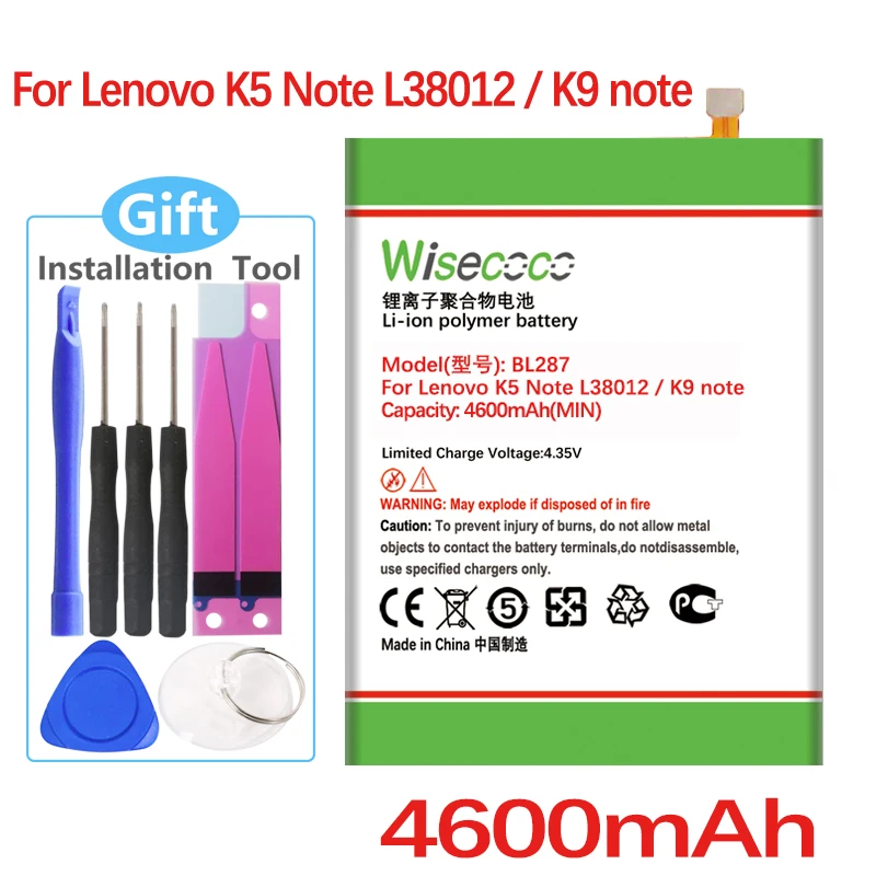 WISECOCO Bl287 Battery For Lenovo K5 Note L38012 / K9 note 6.0 inch Phone | Мобильные телефоны и аксессуары