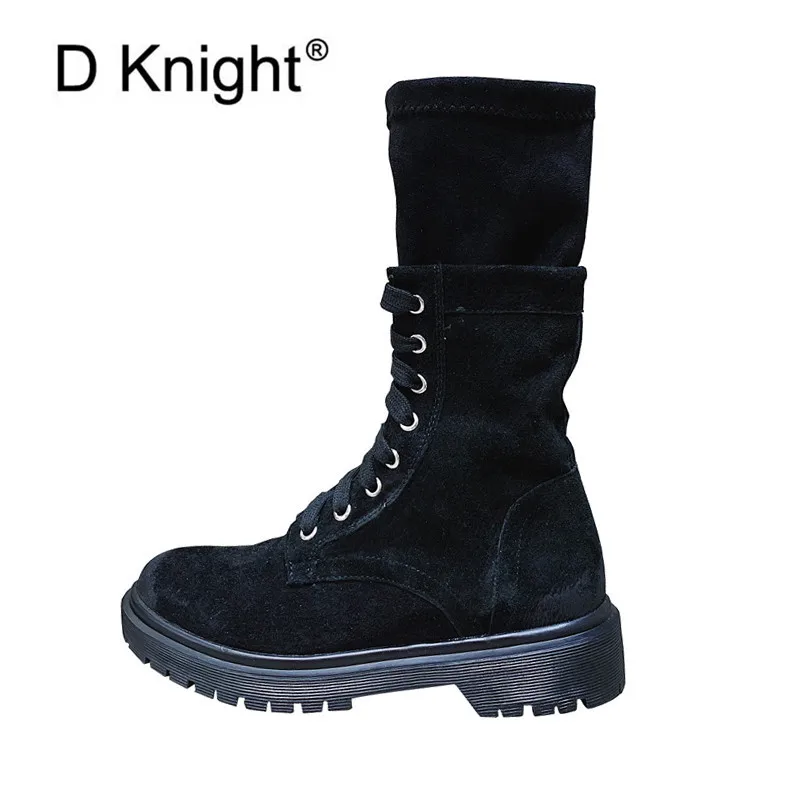 

2019 Winter New Ankle Motocycle Boots For Woman British Style Black Female Sock Boots Footwear Punk Western Boot Lady Girl Shoes