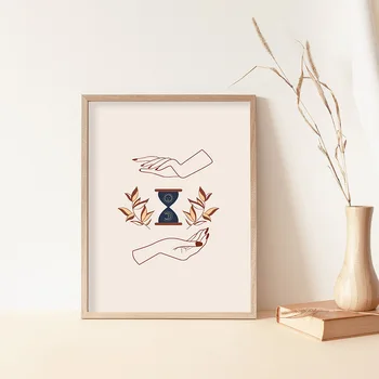 

Trendy Beige Abstract Mystic Hand Sun Moon Canvas Painting Poster Print Wall Art Pictures for Living Room Home Decorative