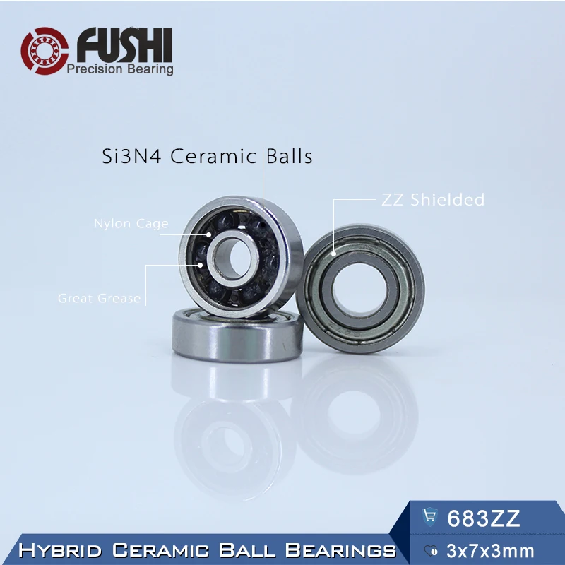 683 Hybrid Ceramic Bearing 3*7*3 mm ABEC-1 1PC Industry Motor Spindle 683HC Hybrids Si3N4 Ball Bearings 3NC 683ZZ 627 hybrid ceramic bearing 7 22 7 mm abec 1 1pc industry motor spindle 627hc hybrids si3n4 ball bearings 3nc 627rs