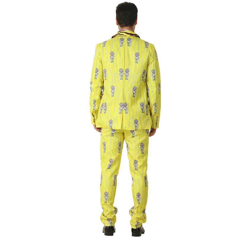 New Men's Fancy Crazy Suit Yellow Tiger Design Fashionable Adult Halloween Party Costume