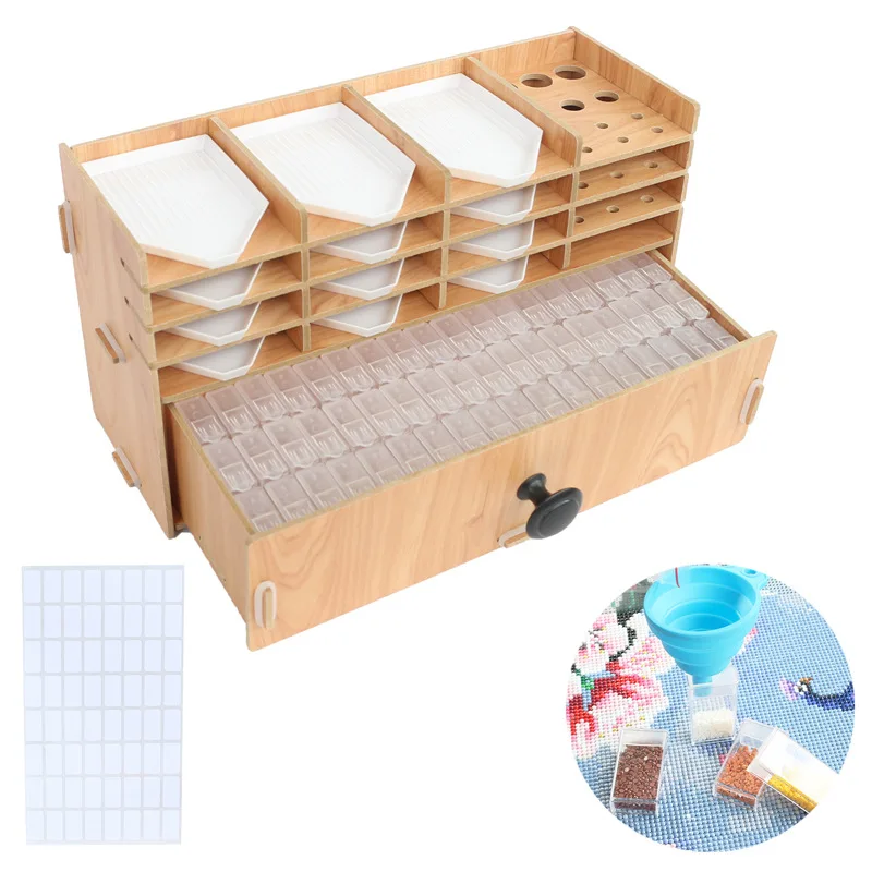 New Diamond Painting Wood Drawer Storage Beads Box Tool Multifunctional DIY Mosaic Multi-layer Function Case Nail Kit