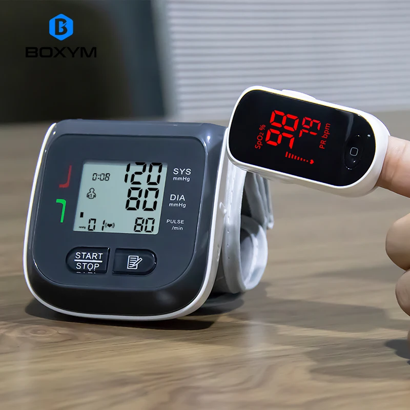 

BOXYM Digital Finger Pulse Oximeter blood oxygen Heart Rate Monitor & Wrist Blood Pressure Monitor Sphygmomanometer