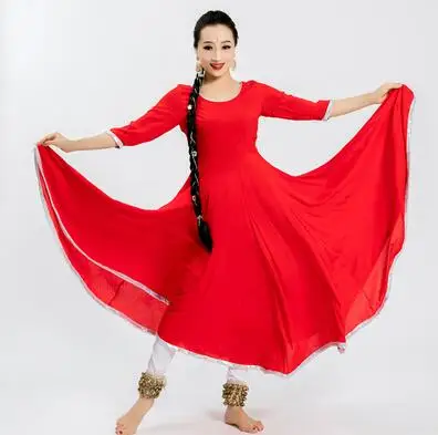 B Женский индийский костюм сари в этническом стиле Kurtas Leng Ha обтягивающее платье для танцев - Цвет: B