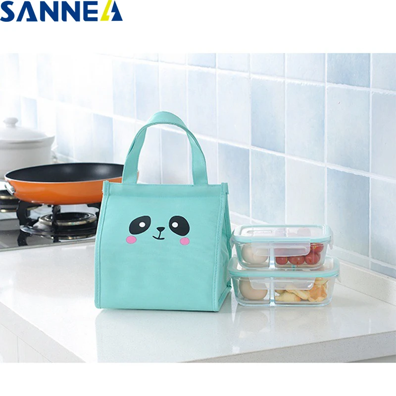 SANNE мультяшная Милая модная Термосумка для обеда с животными, сумка-холодильник, Ланч-бокс из полиэстера, Оксфорд, портативная многофункциональная сумка для обеда для детей