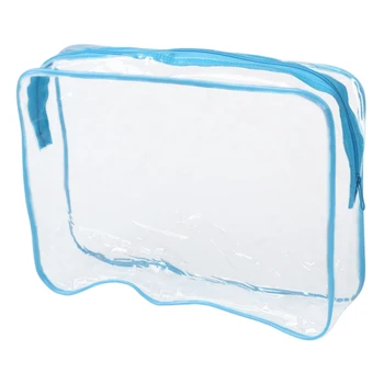 

PVC Clear Pouch Travel Bathing Toiletry Zipper Cosmetic Bag, Blue L