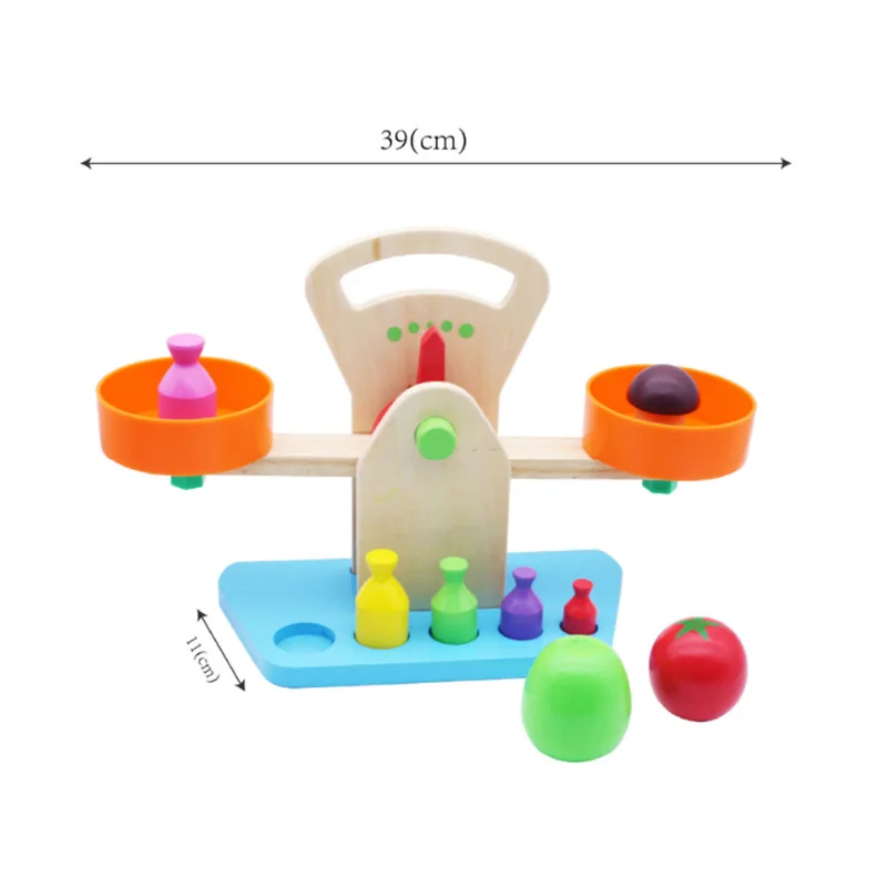  Hot 1 Set Early Educational Wooden Toys Baby Balance Toy Scales Weighing Hands-on Teaching Children - 4000048539340