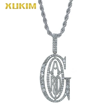 

IPM811 Xukim Jewelry Letter GAD Gold Pendant Necklace Hip Hop Iced Out Silver Pendant Necklace Men