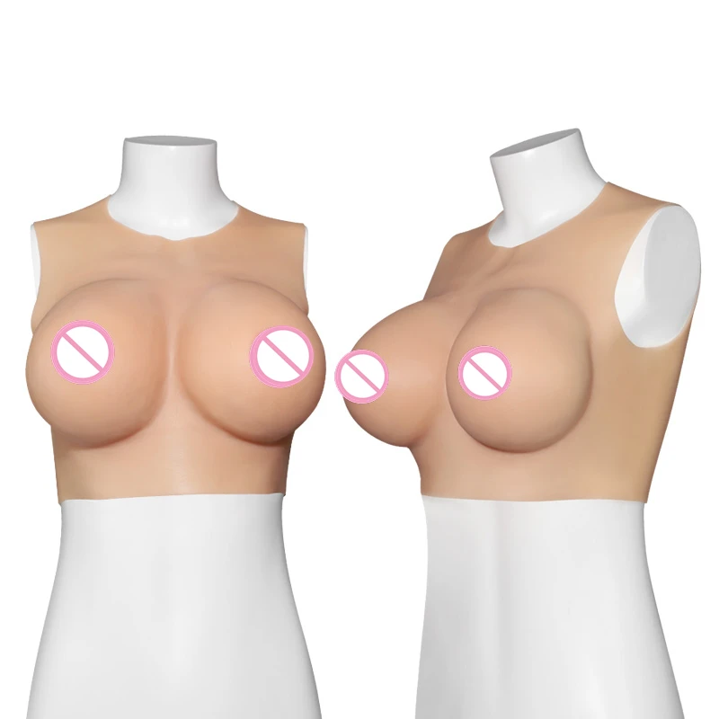 Newest! Round Neck Silicone Prosthetic Breast Male Cross Dressing Wear Fake Breasts Gay Transsexuals Sex Toy Adult Products