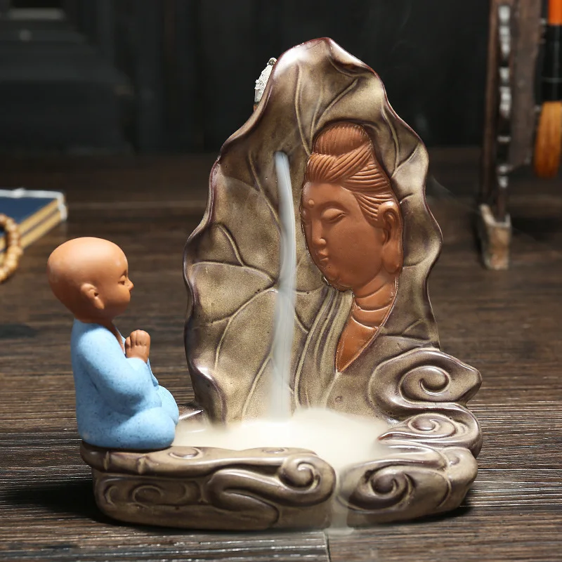 

Queimador De Incenso Tower Sweet Sandalwood Furnishing Articles Reversal Smoke Smoked Incense Handicraft Little Novice Monk