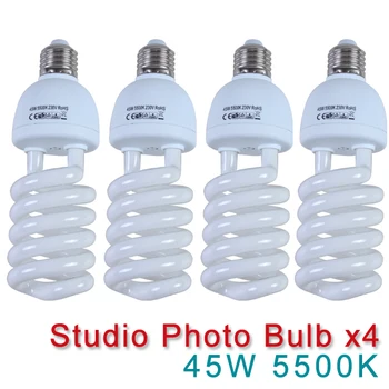 

Photographic Lighting Light bulb 220V 110V 45W 5500K E27 Lamp 4 pcs Indoor Energy Saving Light Photo Studio for Softbox Photo