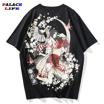 

2020 Harajuku Tshirt Streetwear Men Japanese T Shirt Ukiyo E Geisha Hip Hop Summer T-Shirt Cotton Short Sleeve Tops Tees Hipster