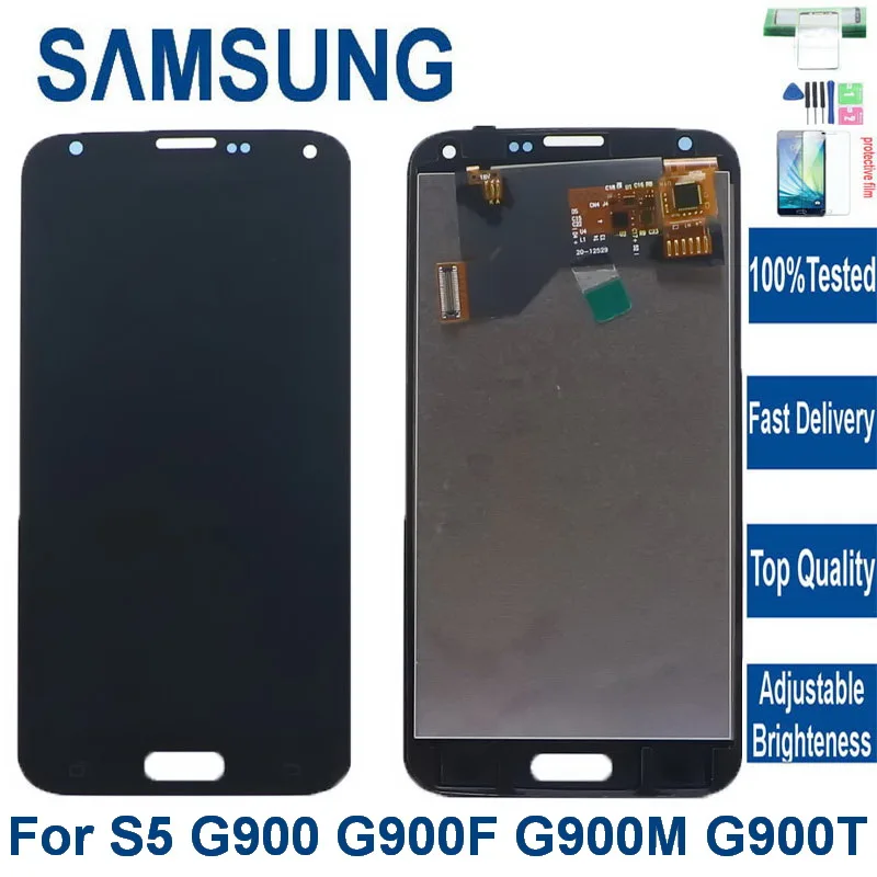 Для Samsung Galaxy S5 дисплей G900 G900F G900A SM-G900F/DS ЖК-дисплей сенсорный экран дигитайзер в