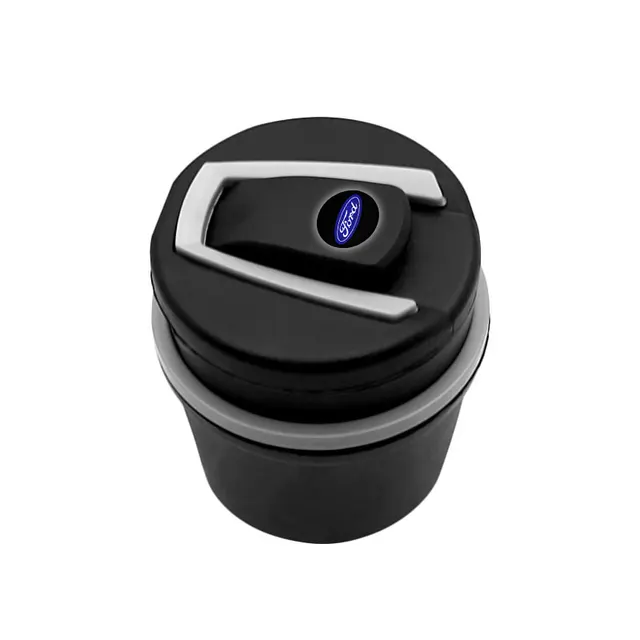 1Pcs Fashion Car LED Ashtray Garbage Coin Storage Cup Container Cigar Ash Tray For Ford FOCUS 2 FOCUS 3 Mondeo Fiesta Kuga MK2 3 black