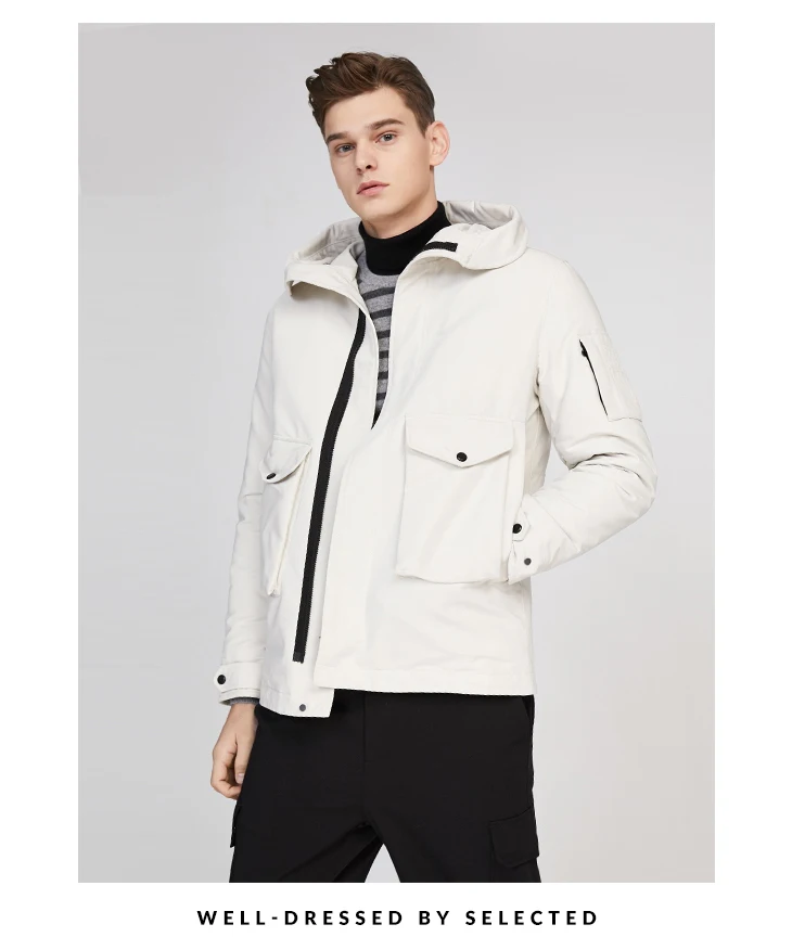 Мужская зимняя куртка с капюшоном на утином пуху S | 419412576