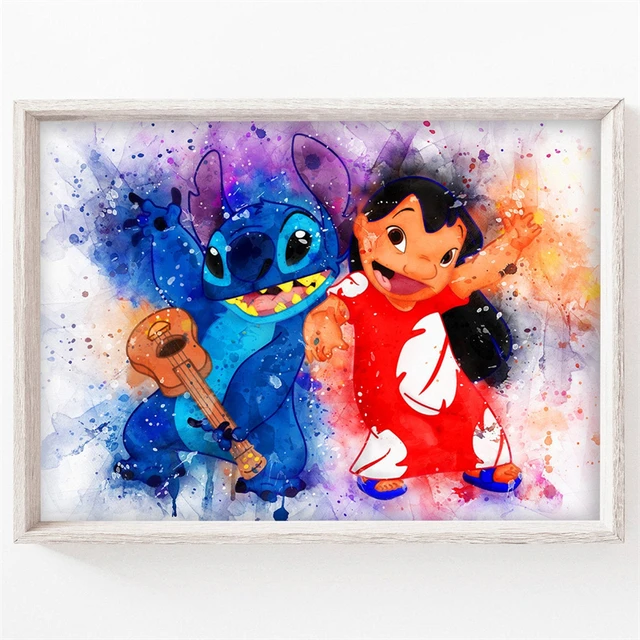Disney Lilo And Stitch Canvas Painting Cartoon Watercolor Painting Wall  Sticker Poster Kindergarten Room Home Decor Picture - Diamond Painting  Cross Stitch - AliExpress