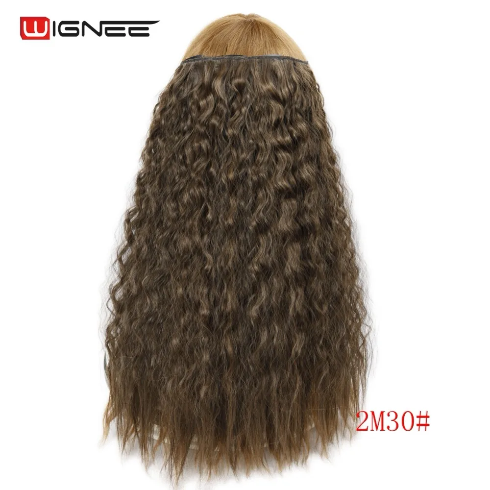 Wignee Kinky Curly 5 клип в наращивание волос для женщин высокая температура синтетическое волокно натуральный поддельные волосы Ombre