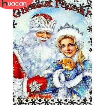 

HUACAN 5D Diamond Painting Christmas Santa Claus Full Square Diamond Embroidery Woman Needlework Decor For Home