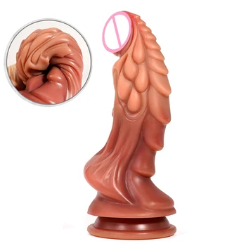 Liquid silicone Animal Scales Dildo Sex Toys For Women Men Consoladores Strap On Soft Silicone Big Dildo Thrust Vaginal Anal Gay 6