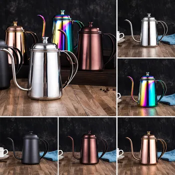 

650ML Stainless Steel Coffee Pot Gooseneck Spout Long Mouth Kettle Hand Punch Coffee Pots JAN88