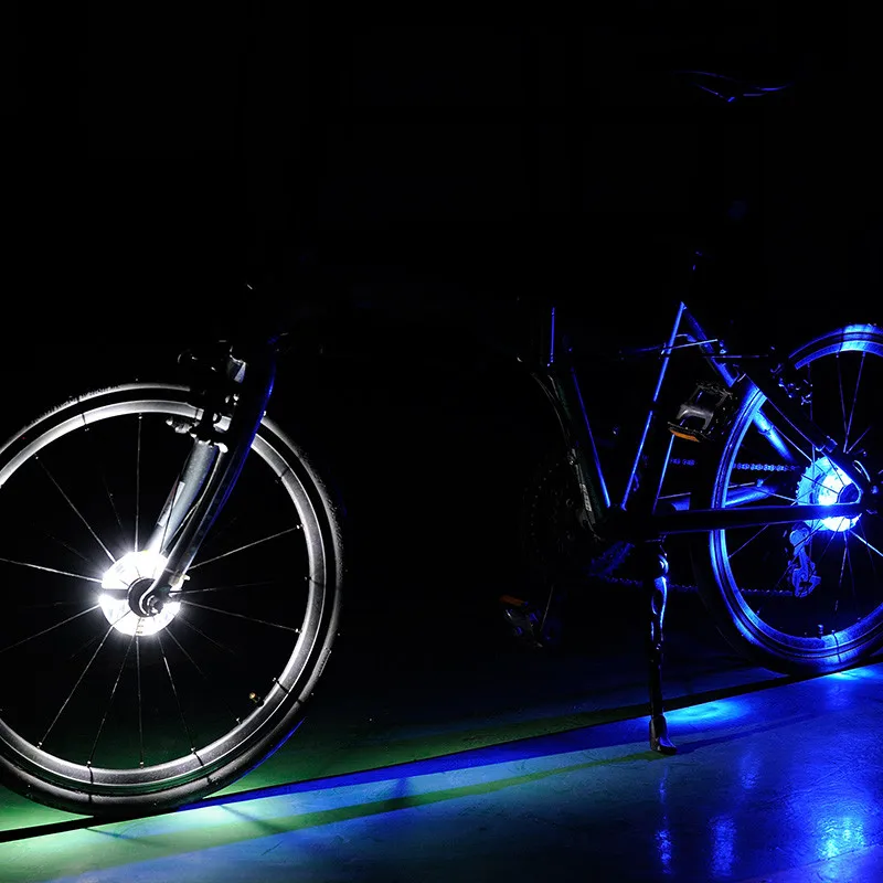 Bike LED Flower Drum Wheel Light Mountain Bicycle Front/Tail Hub Light Spoke Warning Lamp Night Riding Cycling Decoration Light