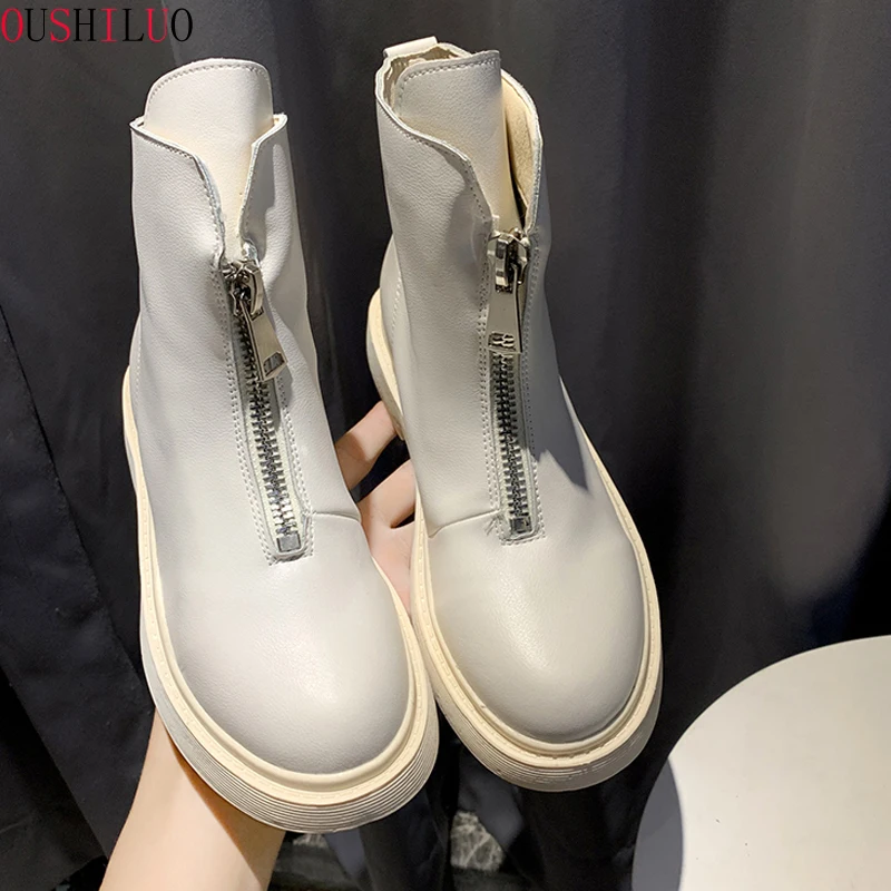 

Leather front zip booty women's new cotton padded boots in autumn and winter 2019 winter boots women women boots